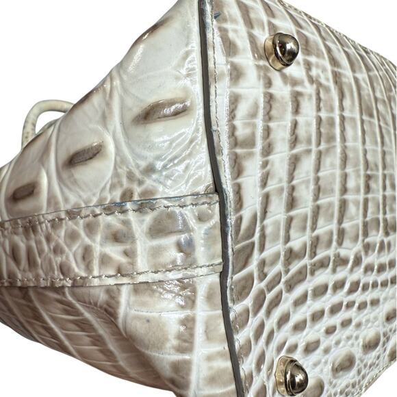 Brahmin Duxbury Satchel Shoulder Bag Beige White Melbourne Croc Embossed Purse‎ - Picture 9 of 16